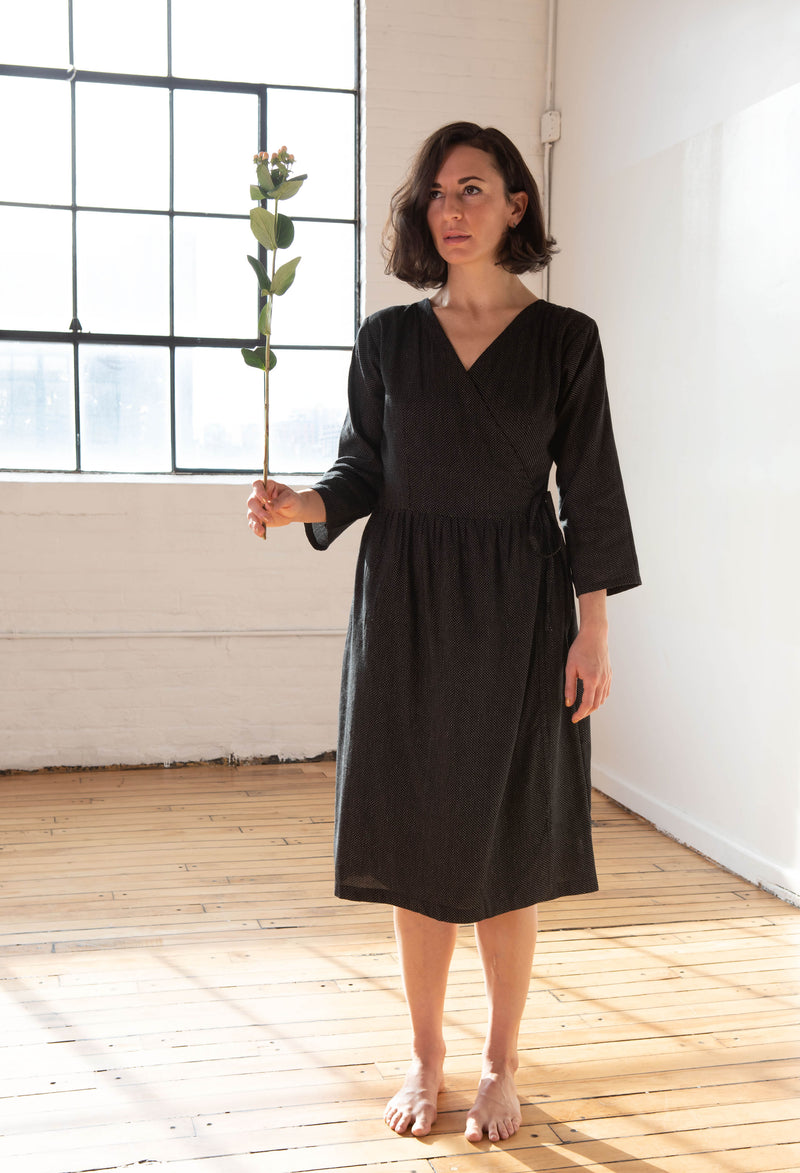 The KADY Dress - sustainable wrap dress midi black - Aida Zardoost